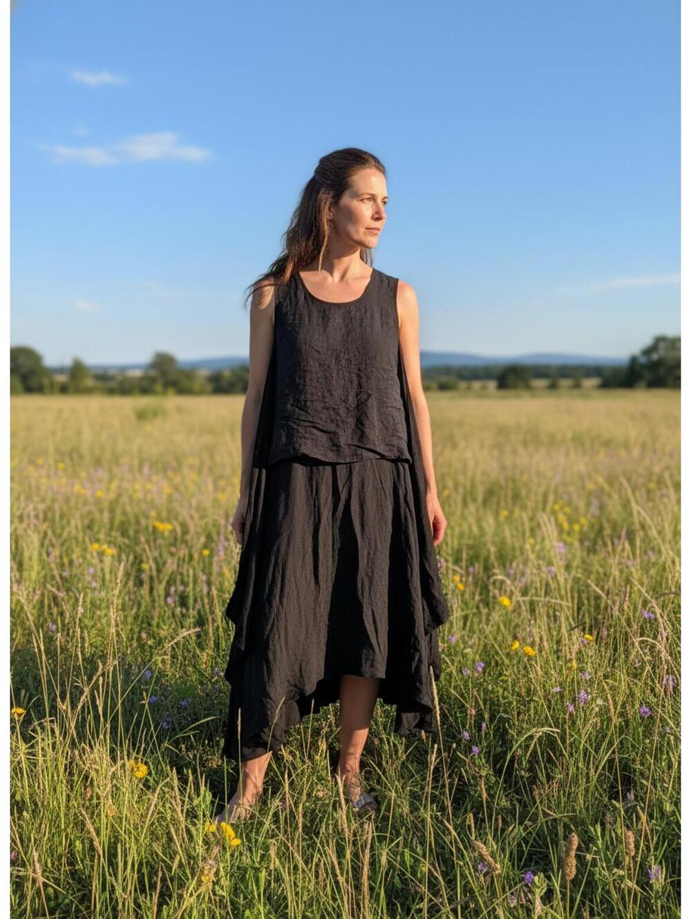 Alena Marie Laganlook Layered Dress Art to Wear Textured Medium